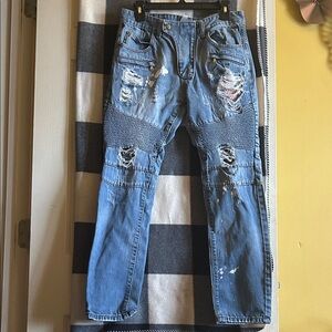 Men's Distressed Blue Jeans